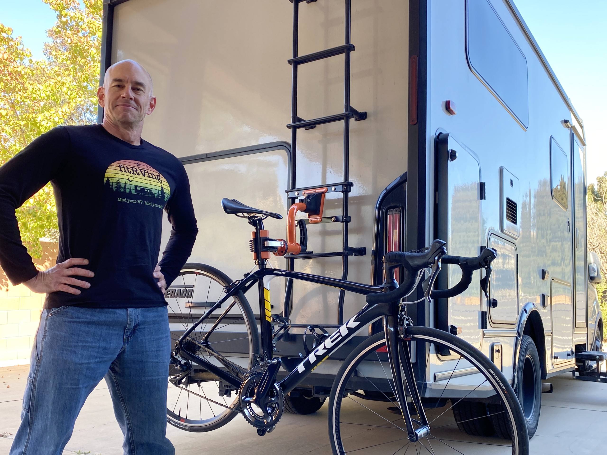 Attaching a Wall-Mount Bike Repair Stand to our RV
