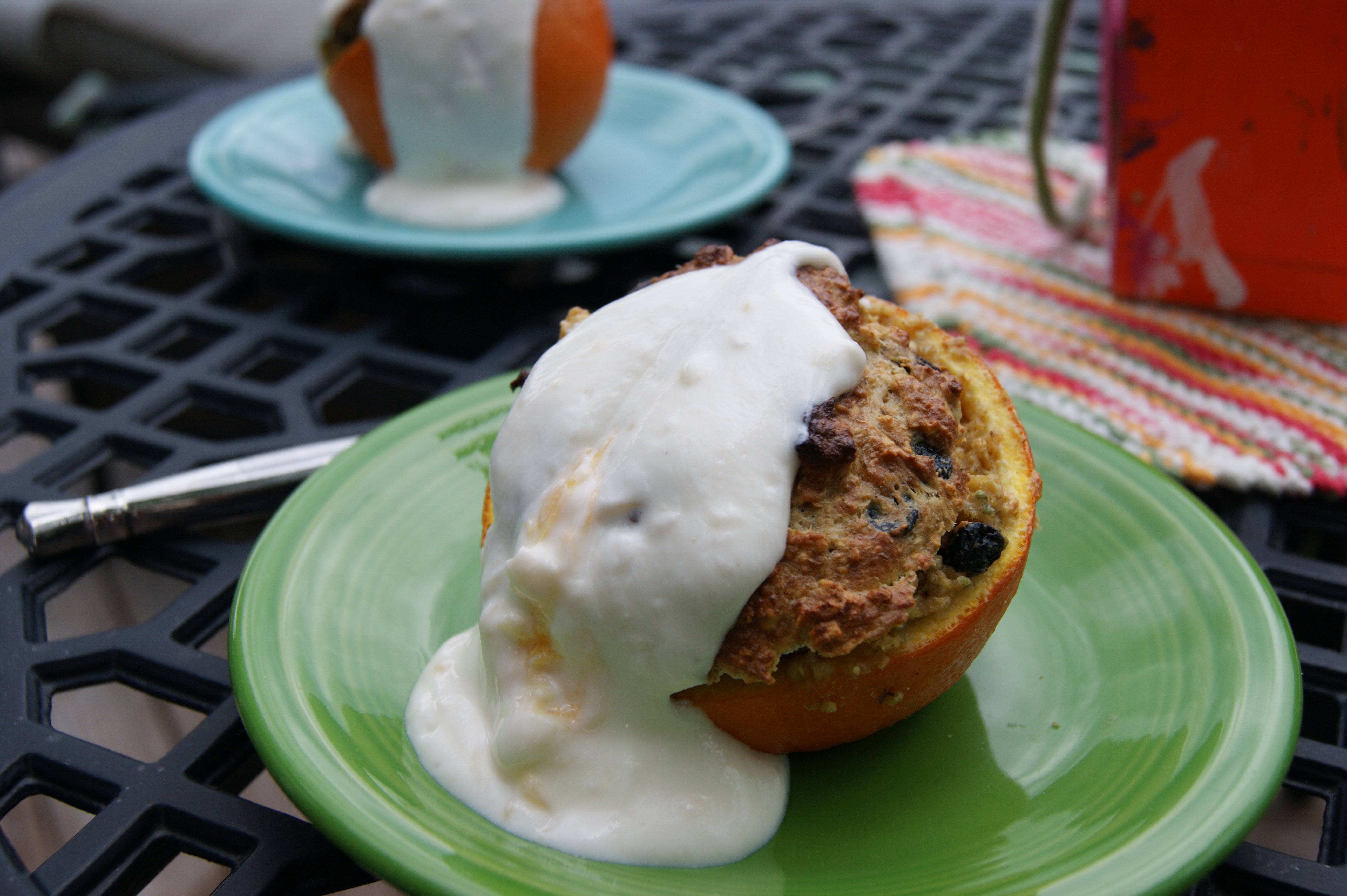 Breakfast time! Grilled Berry Oat Muffins in Orange Peels