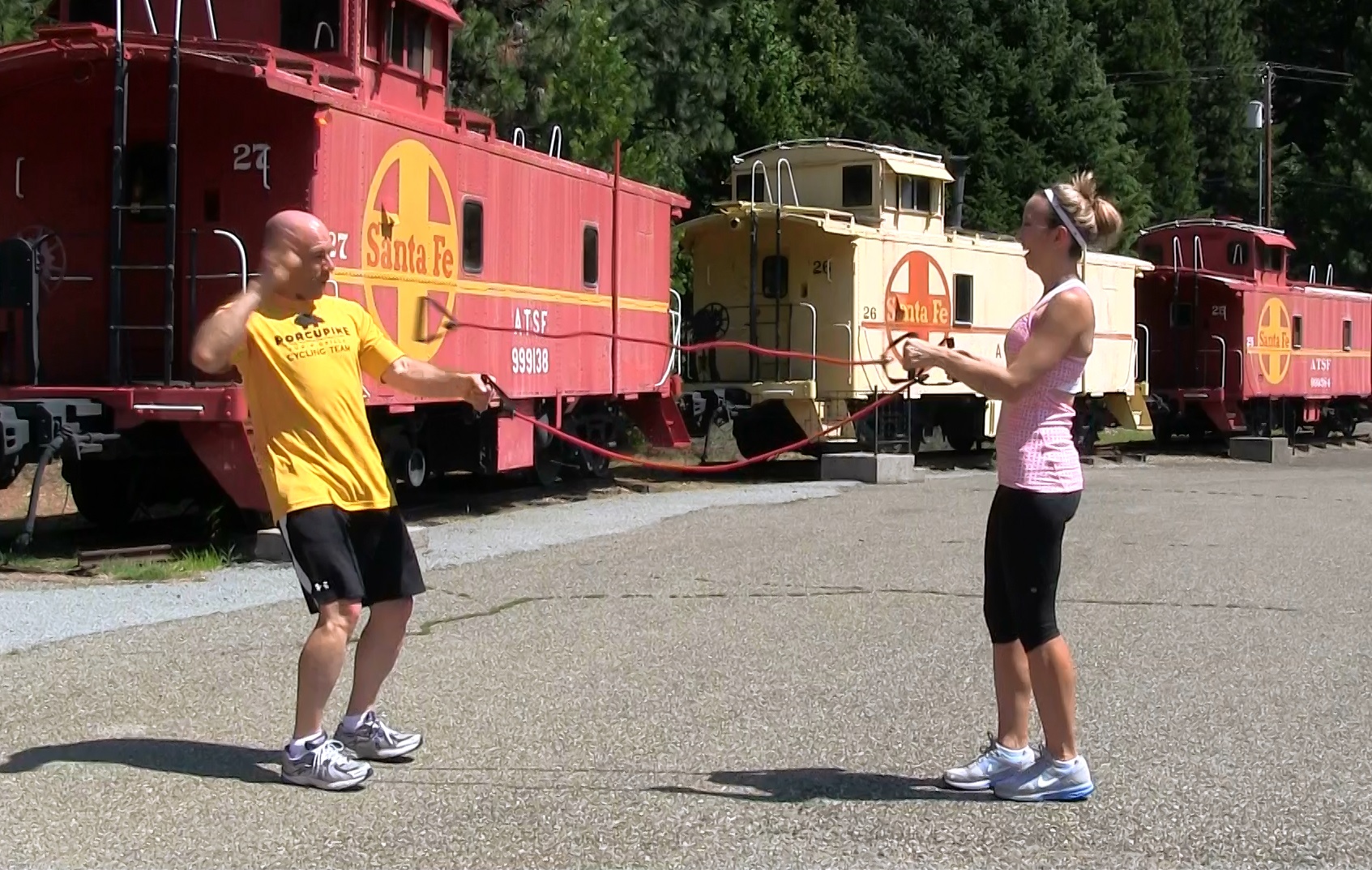 Partner Resistance Band Workout – from Railroad Park Resort RV Park
